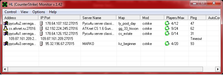 Простенькая программа для мониторинга серверов CS 1.6/CZ а так же HL